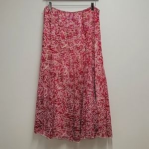 Saphire Star Maxi Skirt Pink Tan White Maroon Elastic Waist Fully Lined Size 12